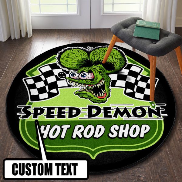 Personalized Hot Rod Garage Round Mat Round Floor Mat Room Rugs Carpet Outdoor Rug Washable Rugs