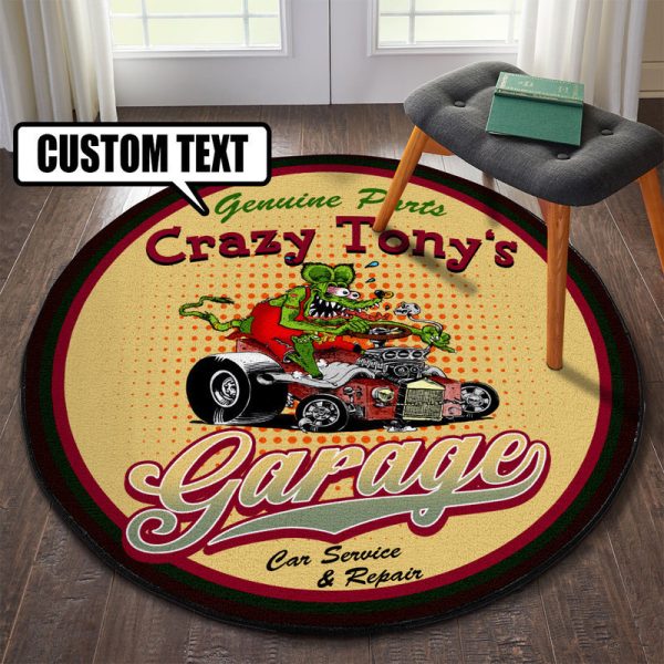 Personalized Hot Rod Car Service And Repair Round Mat Round Floor Mat Room Rugs Carpet Outdoor Rug Washable Rugs