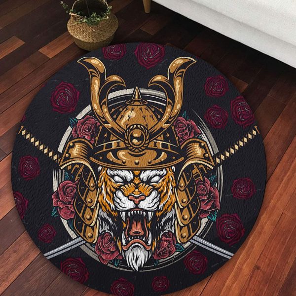 Samurai Tiger Shogun Round Rug, Carpet 08031