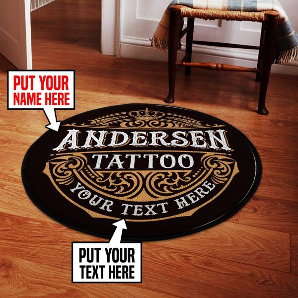 Personalized Tattoo Studio Round Mat 06008 Living Room Rugs, Bedroom Rugs, Kitchen Rugs