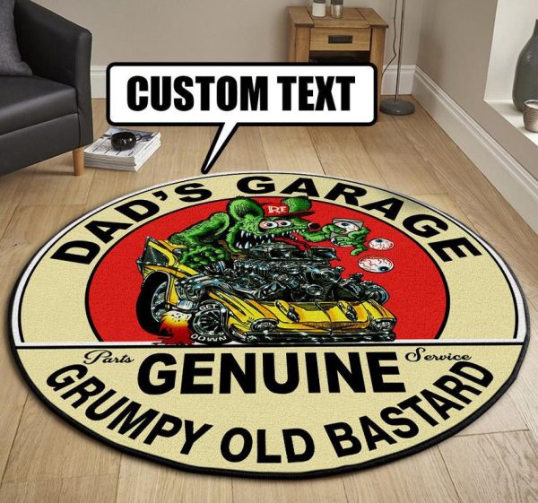 Personalized Garage Hot Rod Round Mat Round Floor Mat Room Rugs Carpet Outdoor Rug Washable Rugs - Image 2