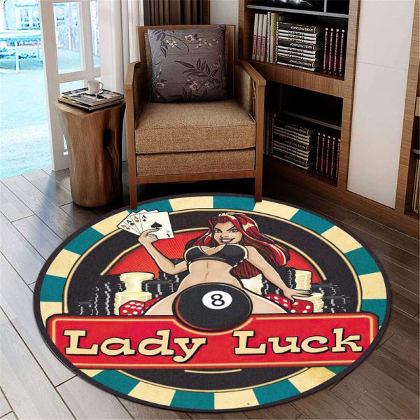 Lady Luck Hot Rod Round Mat Round Floor Mat Room Rugs Carpet Outdoor Rug Washable Rugs - Image 2