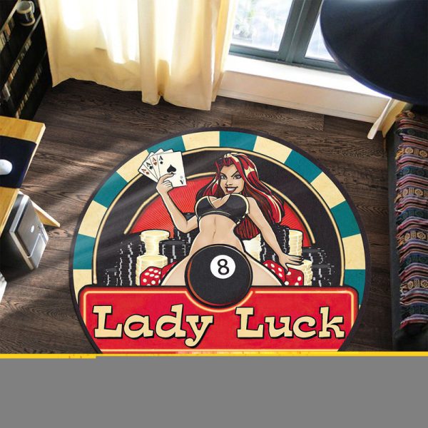 Lady Luck Hot Rod Round Mat Round Floor Mat Room Rugs Carpet Outdoor Rug Washable Rugs - Image 3