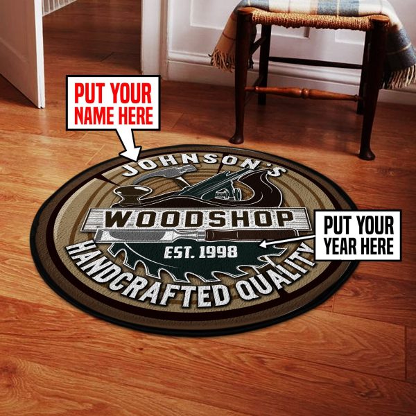 Personalized Woodshop Carpentry Round Mat Round Floor Mat Room Rugs Carpet Outdoor Rug Washable Rugs - Image 2