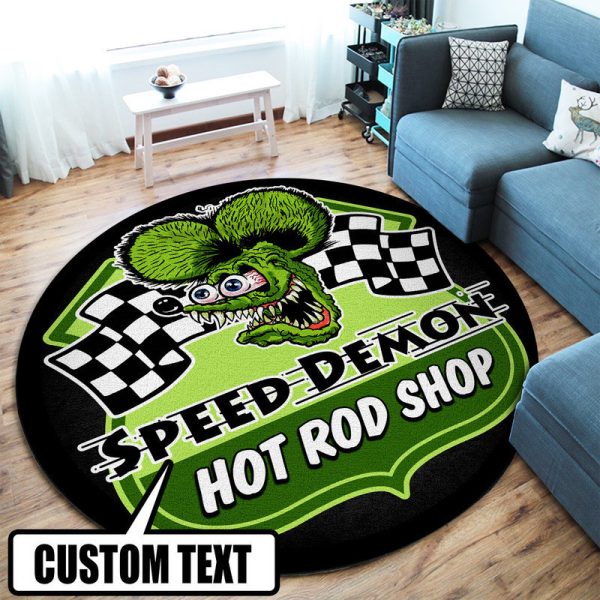 Personalized Hot Rod Garage Round Mat Round Floor Mat Room Rugs Carpet Outdoor Rug Washable Rugs - Image 2