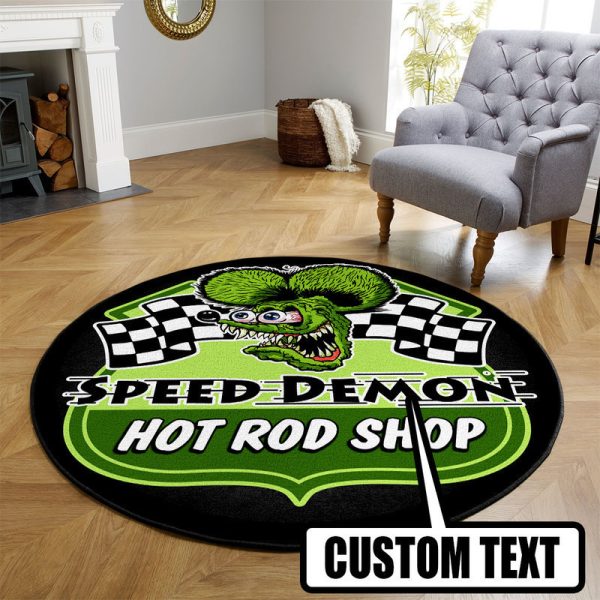 Personalized Hot Rod Garage Round Mat Round Floor Mat Room Rugs Carpet Outdoor Rug Washable Rugs - Image 3