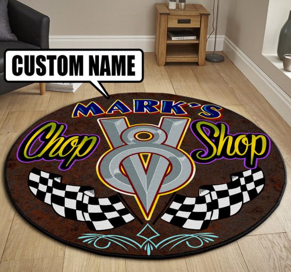 Personalized Chop Shop Hot Rod Round Mat Round Floor Mat Room Rugs Carpet Outdoor Rug Washable Rugs - Image 3