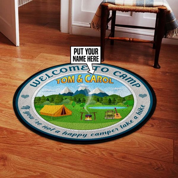 Personalized Welcome to Camp Round Rug, Carpet 06506 - Image 2