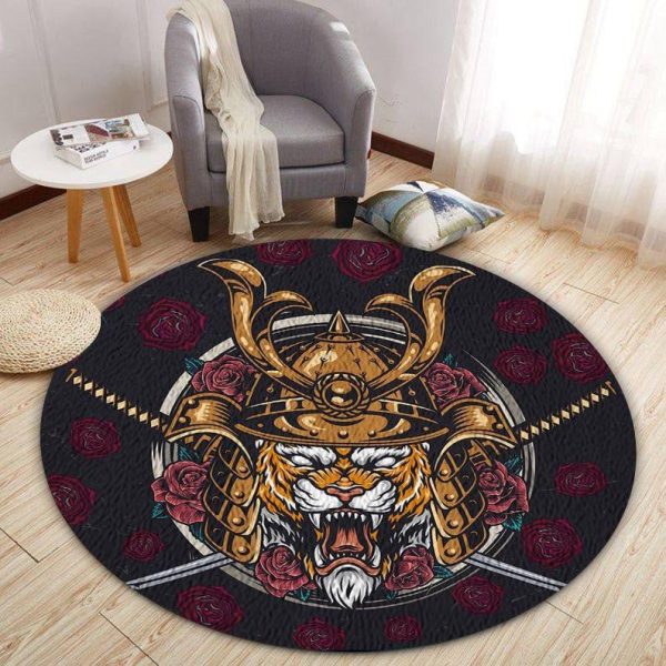 Samurai Tiger Shogun Round Rug, Carpet 08031 - Image 2