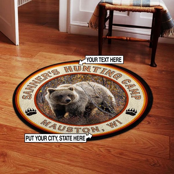 Personalized Bears Hunting Welcome Round Rug, Carpet 06524 - Image 2