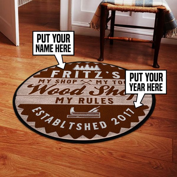 Personalized Woodshop Round Mat Round Floor Mat Room Rugs Carpet Outdoor Rug Washable Rugs - Image 2