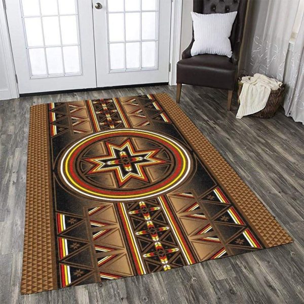 Native American Brocade Pattern Rectangle Rug Carpet Washable Rugs