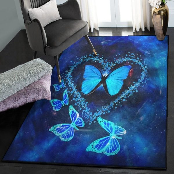 Butterfly Carpet Butterfly Rug Rectangle Rugs Washable Area Rug Non-Slip Carpet For Living Room Bedroom - Image 3