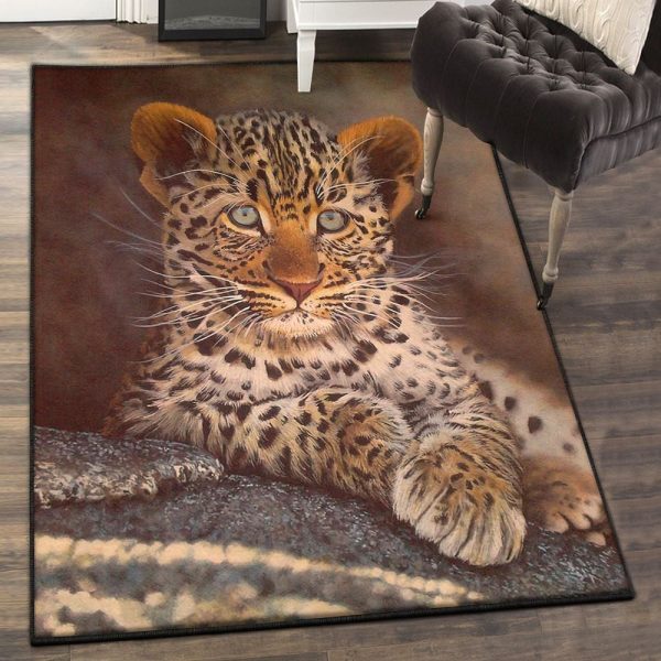 African Pattern Washable African Leopard Rug Rectangle Rugs Washable Area Rug Non-Slip Carpet For Living Room Bedroom