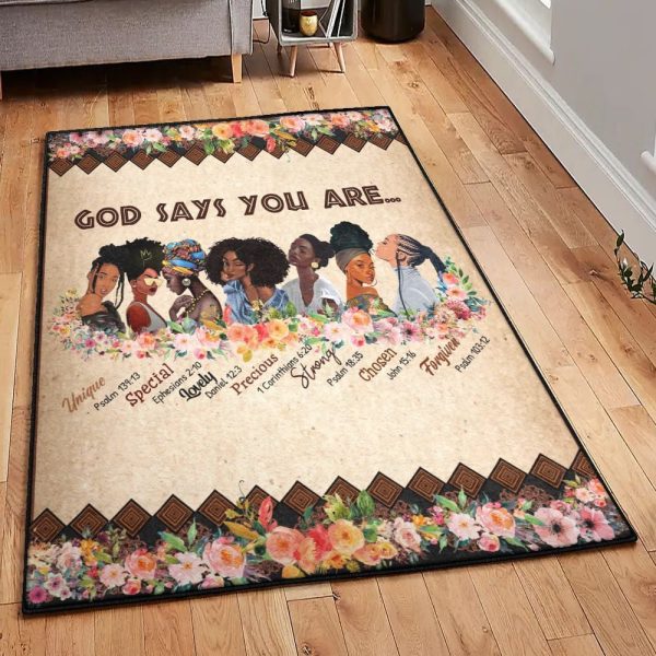 Faith Playroom Rug God Says You Are Black Beautiful Girls Rug Rectangle Rugs Washable Area Rug Non-Slip Carpet For Living Room Bedroom - Image 2