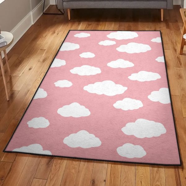 Cloud Modern Pink Cloud Rug Rectangle Rugs Washable Area Rug Non-Slip Carpet For Living Room Bedroom