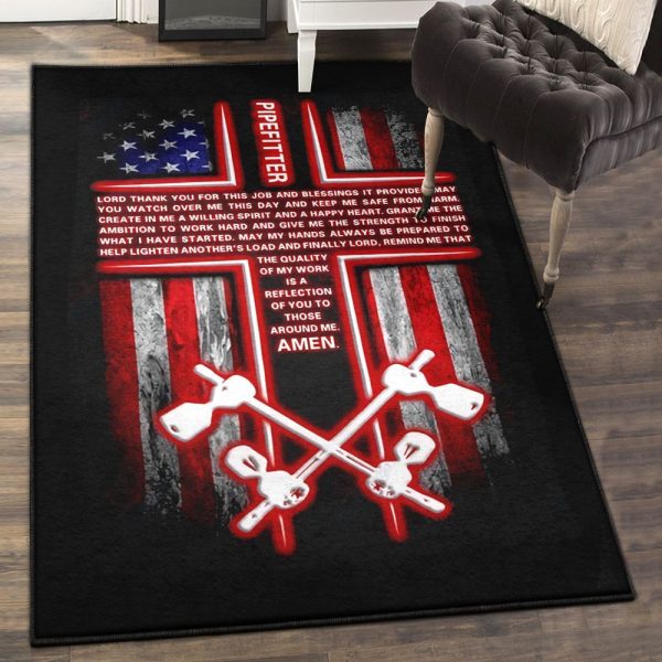 Pipe Fixing Rugs Pipefitters Prayer Rug Rectangle Rugs Washable Area Rug Non-Slip Carpet For Living Room Bedroom