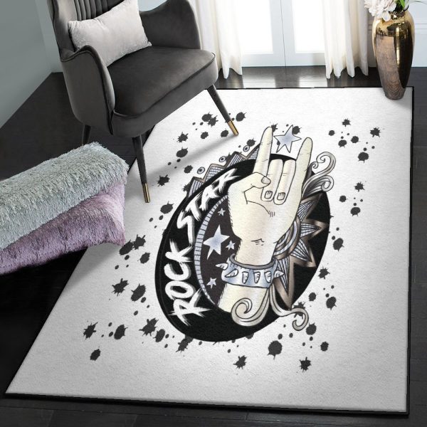 Planets Carpets Rock Star Rug Rectangle Rugs Washable Area Rug Non-Slip Carpet For Living Room Bedroom