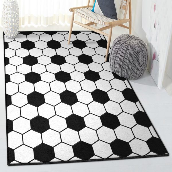 Soccer Art Deco Rug Soccer Sport Rug Rectangle Rugs Washable Area Rug Non-Slip Carpet For Living Room Bedroom