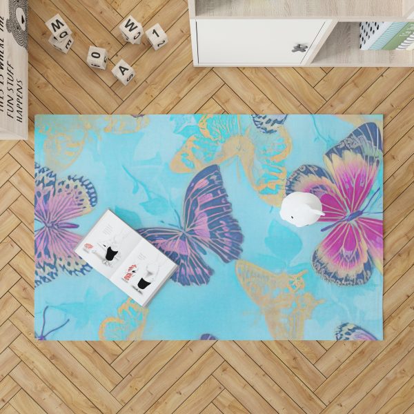 Butterfly Carpet Butterfly Rug Rectangle Rugs Washable Area Rug Non-Slip Carpet For Living Room Bedroom - Image 2