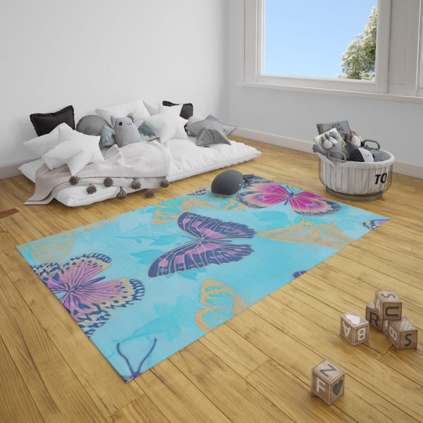 Butterfly Carpet Butterfly Rug Rectangle Rugs Washable Area Rug Non-Slip Carpet For Living Room Bedroom - Image 4