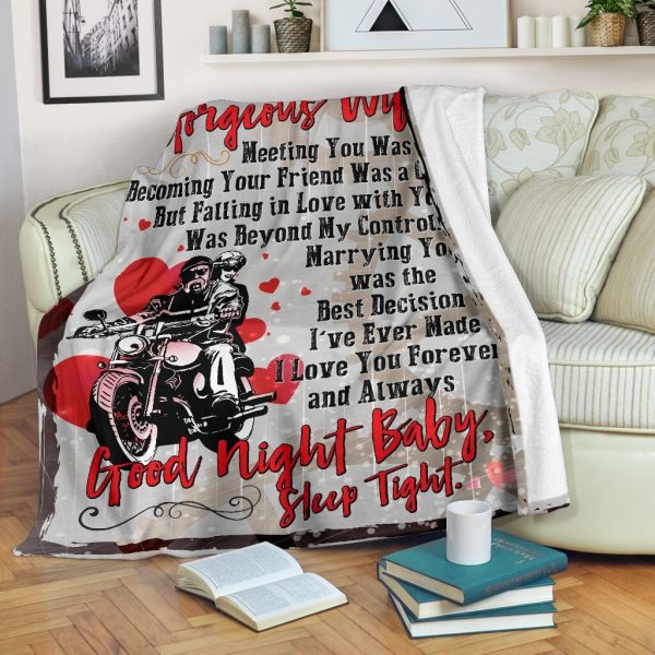 Meeting You Was Fate Fleece Blanket To Motorbiker Wife Fleece Blanket