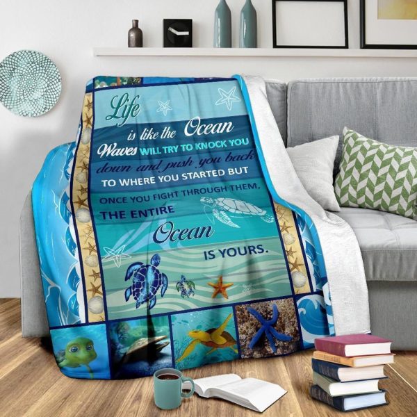 Life Is Like The Ocean For Ocean Lover Fleece Blanket - Image 2