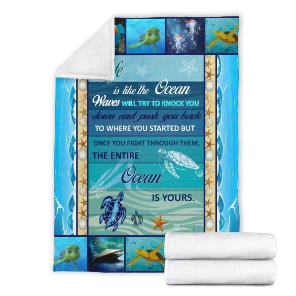 Life Is Like The Ocean For Ocean Lover Fleece Blanket - Image 3