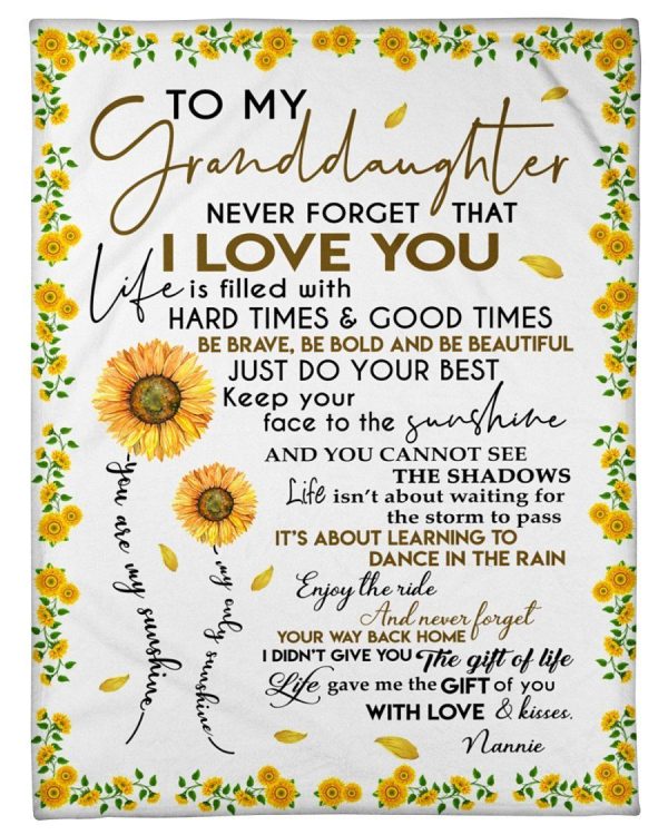 Lovely Sunflower Messages For Granddaughter Fleece Blanket - Image 2