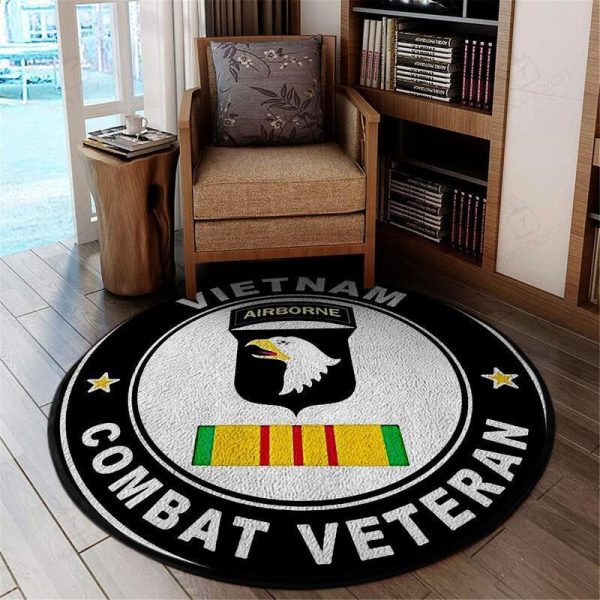 Vietnam Airborne Combat Veteran Vintage Old Round Mat Circle Rug Gift IDeas - Image 2