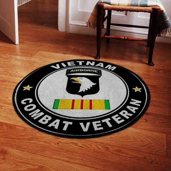 Vietnam Airborne Combat Veteran Vintage Old Round Mat Circle Rug Gift IDeas