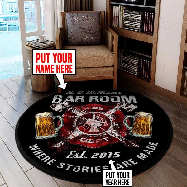 Personalized Firefighter Room Round Mat Round Floor Mat Room Rugs Carpet Outdoor Rug Washable Rugs - Image 2