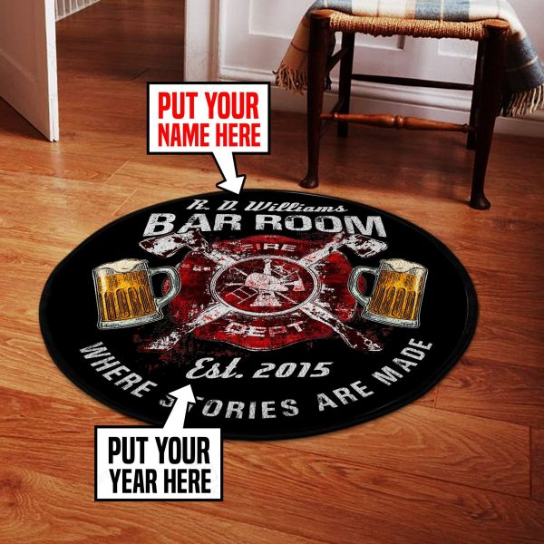 Personalized Firefighter Room Round Mat Round Floor Mat Room Rugs Carpet Outdoor Rug Washable Rugs