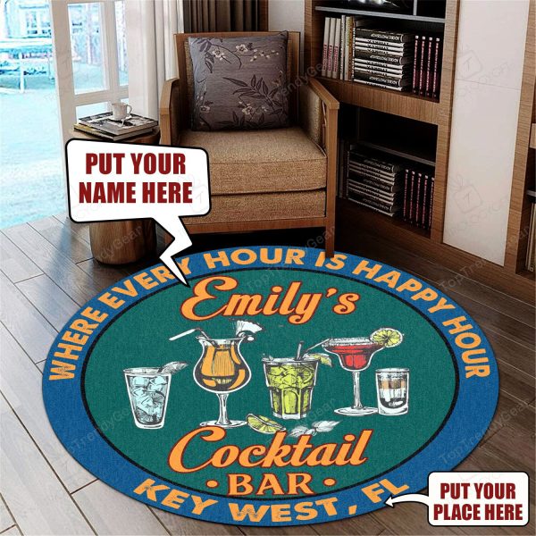 Personalized Cocktail Bar Round Mat Round Floor Mat Room Rugs Carpet Outdoor Rug Washable Rugs - Image 2