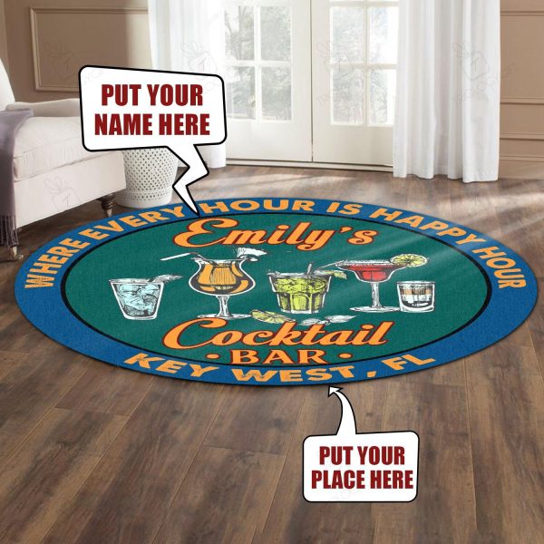 Personalized Cocktail Bar Round Mat Round Floor Mat Room Rugs Carpet Outdoor Rug Washable Rugs