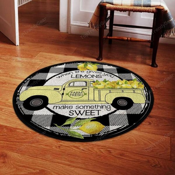 When Life Gives You Lemons Make Something Sweet Round Mat Round Floor Mat Room Rugs Carpet Outdoor Rug Washable Rugs - Image 2