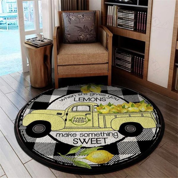 When Life Gives You Lemons Make Something Sweet Round Mat Round Floor Mat Room Rugs Carpet Outdoor Rug Washable Rugs