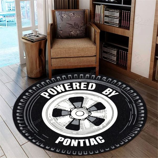 Power By Pontiac Wheel Vintage Hot Rat Rod Drag Racing Round Mat Round Floor Mat Room Rugs Carpet Outdoor Rug Washable Rugs - Image 3