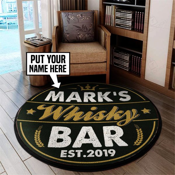 Personalized Whiskey Bar Round Mat Round Floor Mat Room Rugs Carpet Outdoor Rug Washable Rugs