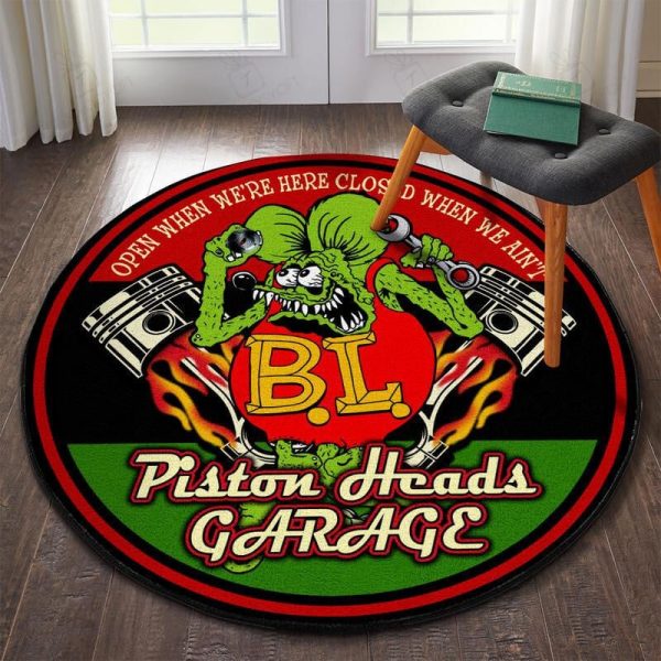 Piston Heads Garage Round Mat Round Floor Mat Room Rugs Carpet Outdoor Rug Washable Rugs