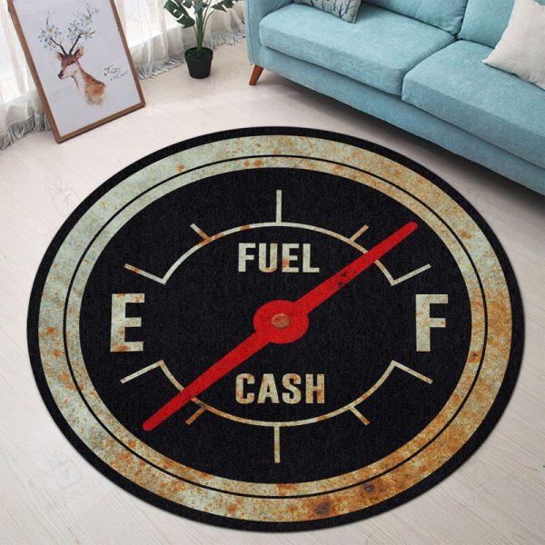 Rusty Fuel Gauge Hot Rod Round Mat Round Floor Mat Room Rugs Carpet Outdoor Rug Washable Rugs