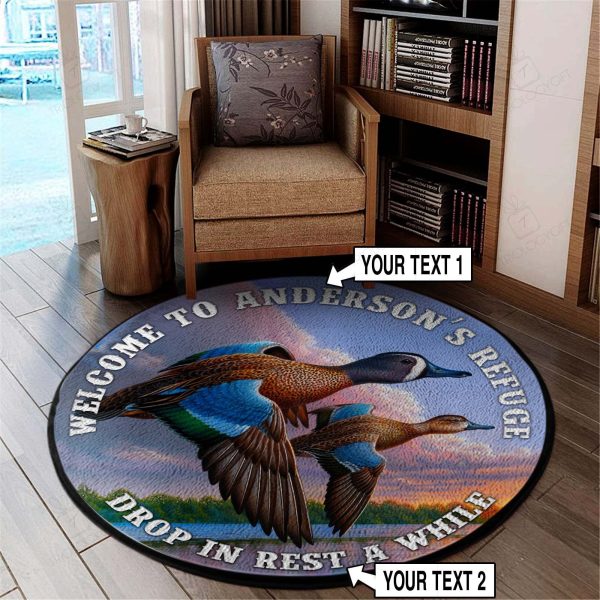 Duck Lovers Waterfowl Hunting Welcome Round Rug, Carpet 06894