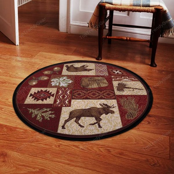 Cabin Hunting Round Rug, Carpet 08384 - Image 2