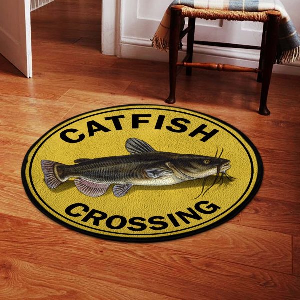 Catfish Crossing Fishing Round Rug, Carpet 07407 - Image 2