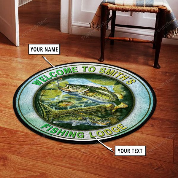 Personalized Fishing Lodge Round Rug, Carpet 09790 - Image 3