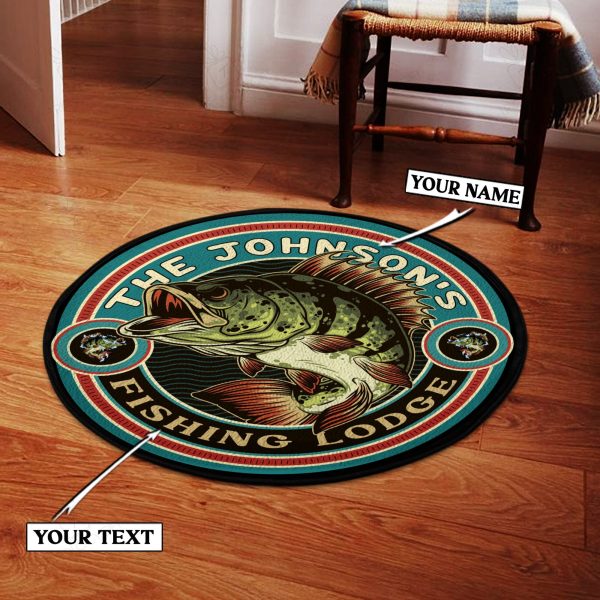 Personalized Fishing Lodge Round Rug, Carpet 09790 - Image 4