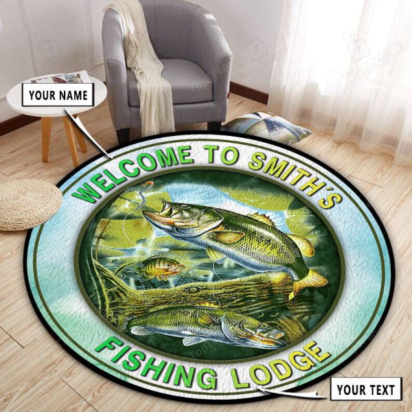 Personalized Fishing Lodge Round Rug, Carpet 09790 - Image 5