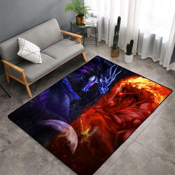 Dragon Vs Horse Rectangle Rug Decor Area Rugs For Living Room Bedroom Kitchen Rugs Home Carpet Flooring Rs012662 Print