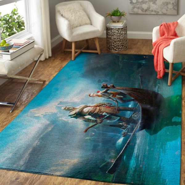 Kratos And Atreus God Of War Game Rectangle Rug Decor Area Rugs For Living Room Bedroom Kitchen Rugs Home Carpet Flooring Rs017313 Print